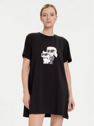 KARL LAGERFELD Koszula nocna A3W45007 Czarny Regular Fit. Czarne koszule nocne KARL LAGERFELD, s, bez wzorów, z bawełny, bez ramiączek. Za 279.99 zł.