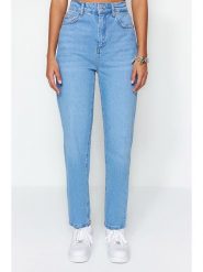 Trendyol Dżinsy - Tapered fit - w kolorze błękitnym rozmiar: 38. Niebieskie jeansy Trendyol, bez wzorów, z bawełny, klasyczne, z podwyższonym stanem. Za 105.88 zł.