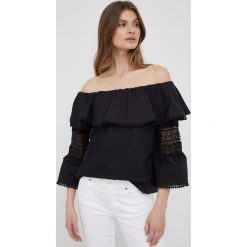XT Studio bluzka bawełniana damska kolor czarny gładka. Czarne bluzki XT Studio, m, bez wzorów, z bawełny, bez kołnierzyka, bez ramiączek. Za 489.99 zł.