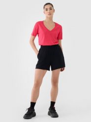 4F Spodenki dresowe z modalem damskie - czarne XS. Czarne szorty 4f, bez wzorów, z dresówki, sportowe. Za 129.99 zł.