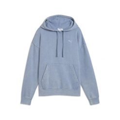 Damska bluza z kapturem Essentials Elevated o luźnym kroju z efektem sprania. Niebieskie bluzy Puma, bez wzorów, z kapturem, do biegania. Za 269.00 zł.