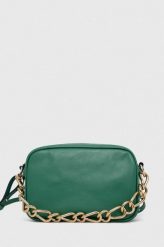 Red Valentino torebka skórzana kolor zielony. Zielone listonoszki Red Valentino, bez wzorów, na ramię, bez dodatków. Za 2,249.90 zł.