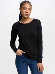 Bluzka damska z bawełny supima czarna Supiclassicala 906. Czarne bluzki BIG STAR, l, bez wzorów, z bawełny, bez kołnierzyka, bez ramiączek. Za 139.99 zł.