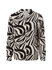 More & More Bluzka damska Kobiety wiskoza biały|czarny wzorzysty, 40. Białe bluzki More & More, bez wzorów, z wiskozy, bez kołnierzyka, bez ramiączek. Za 339.95 zł.