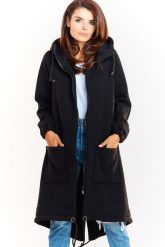 Ciepła długa bluza damska jak parka bawełna premium czarna. Czarne bluzy Infinite You, l, bez wzorów, z bawełny, eleganckie, z kapturem. Za 319.00 zł.