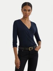 LAUREN RALPH LAUREN Bluzka 200824366023 Granatowy Slim Fit. Niebieskie bluzki Lauren Ralph Lauren, l, bez wzorów, z wiskozy, bez kołnierzyka, bez ramiączek. Za 299.99 zł.
