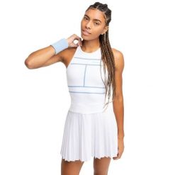Damska plisowana sukienka tenisowa sport.tennis Siroko Slam White. Białe sukienki SIROKO, s, bez wzorów, sportowe, bez kołnierzyka, bez ramiączek, sportowe. Za 336.00 zł.