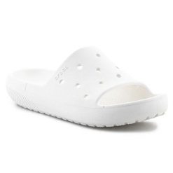 Klapki Crocs Classic Slide v2 U 209401-100 białe. Białe klapki bez wzorów, casualowe, bez obcasa, bez zapięcia. Za 239.37 zł.