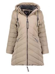 Geographical Norway Płaszcz pikowany "Clarisal" w kolorze beżowym rozmiar: XL. Brązowe płaszcze Geographical Norway, xl, z aplikacjami, bez kaptura. Za 250.94 zł.