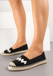 Czarne Espadryle z Plecionką i Motywem Zygzaków Sdivaria. Czarne espadryle Born2be, bez wzorów, bez obcasa. Za 109.99 zł.