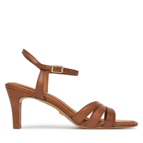 Sandały Tamaris. Brązowe sandały Tamaris, bez wzorów, bez obcasa, na słupku, bez zapięcia. Za 269.99 zł.