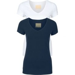 T-shirt damski z dekoltem w serek (2 szt.) bonprix biały + ciemnoniebieski. T-shirty marki 4f. Za 49.98 zł.