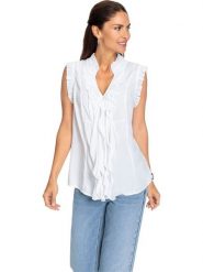 WITT WEIDEN Top w kolorze białym rozmiar: 54. Białe topy WITT WEIDEN, bez wzorów, z wiskozy, bez kołnierzyka, bez ramiączek. Za 56.99 zł.