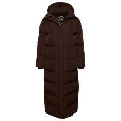 Damska kurtka maxi z kapturem Superdry. Brązowe kurtki Superdry, s, bez wzorów, z elastanu, casualowe, z kapturem. Za 919.30 zł.