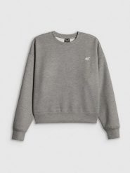 4F Bluza dresowa regular bez kaptura damska - szara XS. Szare bluzy 4f, xs, bez wzorów, z dresówki, bez ramiączek, bez kaptura. Za 159.99 zł.