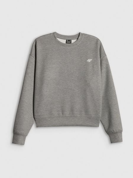 4F Bluza dresowa regular bez kaptura damska - szara M. Szare bluzy 4f, m, bez wzorów, z dresówki, bez ramiączek, bez kaptura. Za 159.99 zł.