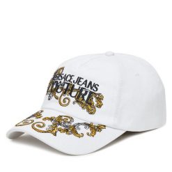 Czapka z daszkiem Versace Jeans Couture. Białe czapki z daszkiem Versace Jeans Couture, bez wzorów, z jeansu. Za 289.99 zł.