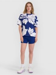 4F Spodenki dresowe z dzianiny waflowej damskie - granatowe XL. Niebieskie szorty 4f, bez wzorów, z bawełny, sportowe. W wyprzedaży za 49.99 zł.