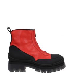 BOTKI DAMSKIE CAMA5 ROSSO-NERO. Botki Venezia, bez wzorów, ze skóry, bez obcasa, bez zapięcia. Za 269.00 zł.