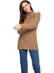 Heine Sweter w kolorze jasnobrązowym rozmiar: 34. Brązowe swetry Heine, bez wzorów, z bawełny, bez ramiączek. Za 52.79 zł.