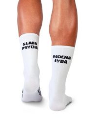 Skarpety Kolarskie Słaba Psycha. Białe skarpetki LUXA, bez wzorów, z elastanu. Za 49.90 zł.