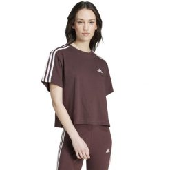Koszulka damska adidas Essentials 3-Stripes Single Jersey Crop Top. Białe topy adidas, m, bez wzorów, z jersey, sportowe, bez kołnierzyka, bez ramiączek. Za 99.00 zł.