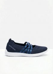 Obuwie typu barefoot marki Tom Tailor z elastyczną podeszwą. Niebieskie baleriny bonprix, bez wzorów, bez obcasa, bez zapięcia. Za 199.99 zł.