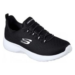 Buty do chodzenia damskie Skechers Dynamight. Czarne buty treningowe Skechers, na lato, bez wzorów, z materiału, bez zapięcia, trekkingowe. Za 239.99 zł.