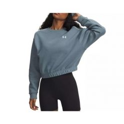 Bluza Damska UA Rival Fleece Piped Crew 6007035-587. Niebieskie bluzy Under Armour, bez wzorów, bez ramiączek, bez kaptura. Za 129.99 zł.