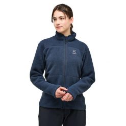 Damski polar Haglöfs Mossa Pile. Niebieskie bluzy z polaru Haglöfs, bez wzorów, z polaru, trekkingowe. W wyprzedaży za 566.50 zł.