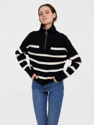 Vero Moda Sweter "Saba" w kolorze czarno-kremowym rozmiar: S. Czarne swetry Vero Moda, s, bez wzorów, bez ramiączek. Za 175.26 zł.