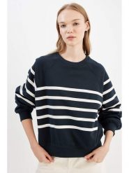 DeFacto Bluza w kolorze granatowo-białym rozmiar: XXL. Niebieskie bluzy DeFacto, xxl, bez wzorów, bez ramiączek, bez kaptura. Za 130.99 zł.