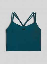 4F Crop top do jogi szybkoschnący damski - turkusowy L. Niebieskie topy sportowe 4f, l, bez wzorów, z materiału, na fitness i siłownię. Za 149.99 zł.