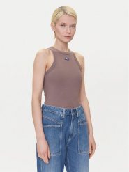 HUGO Top 50508857 Brązowy Slim Fit. Brązowe topy Hugo, xs, bez wzorów, z bawełny, bez kołnierzyka, bez ramiączek. Za 199.99 zł.