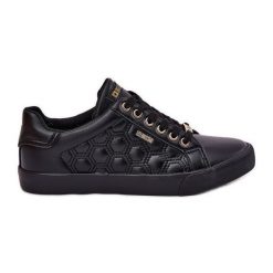 Trampki Damskie Z Eko Skóry Big Star RR274323 Czarne. Czarne trampki bez wzorów, z gumy, klasyczne, bez zapięcia. Za 237.59 zł.