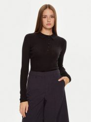 Brave Soul Sweter LK-248POLOBLK Czarny Slim Fit. Czarne swetry Brave Soul, l, bez wzorów, z syntetyku, bez ramiączek. Za 49.99 zł.