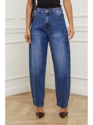 L'armoire de Suzette Dżinsy - Mom fit - w kolorze niebieskim rozmiar: 40. Niebieskie jeansy L'armoire de Suzette, l, z aplikacjami, ze skóry, klasyczne, z podwyższonym stanem. Za 144.24 zł.