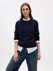 Gap Sweter 815140-03 Granatowy Regular Fit. Niebieskie swetry GAP, xs, bez wzorów, z bawełny, bez ramiączek. Za 99.99 zł.