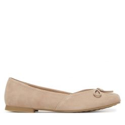 Baleriny Caprice. Brązowe baleriny Caprice, bez wzorów, bez obcasa, bez zapięcia. Za 339.99 zł.