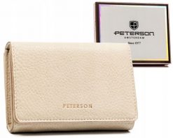 Portfel damski Peterson PTN 013-HB beżowa. Brązowe portfele Peterson, bez wzorów, ze skóry ekologicznej. Za 99.00 zł.