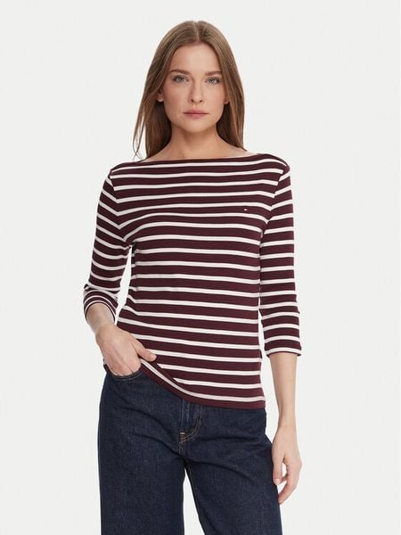 Tommy Hilfiger Bluzka WW0WW40589 Bordowy Regular Fit. Czerwone bluzki Tommy Hilfiger, s, bez wzorów, z bawełny, bez kołnierzyka, bez ramiączek. Za 159.99 zł.