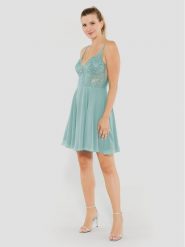 Swing Sukienka koktajlowa 5AE19300 Zielony Regular Fit. Zielone sukienki Swing, bez wzorów, z syntetyku, wizytowe, bez kołnierzyka, bez ramiączek. Za 749.99 zł.