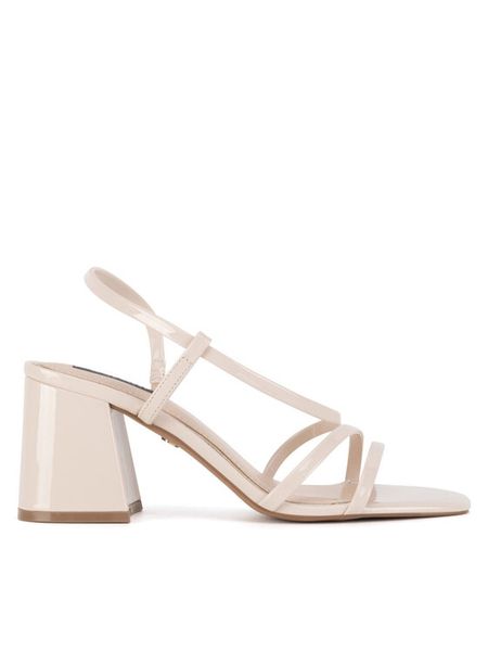 Nine West Sandały WFA2642-1 Beżowy. Brązowe sandały Nine West, bez wzorów, ze skóry, bez obcasa, na słupku, bez zapięcia. Za 199.99 zł.