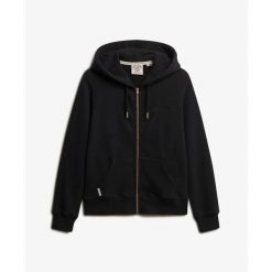 Damska bluza z kapturem zapinana na zamek Superdry Essential Logo Hb. Czarne bluzy Superdry, uniwersalny, bez wzorów, eleganckie, bez ramiączek, z kapturem. Za 362.75 zł.
