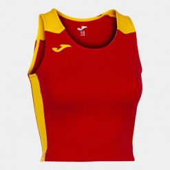 Tank top do biegania damski Joma Record II Crop top. Czerwone topy Joma, l, bez wzorów, sportowe, bez kołnierzyka, bez ramiączek. W wyprzedaży za 124.95 zł.