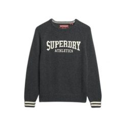 Sweter damski Superdry Slouchy Intarsia. Szare swetry Superdry, na zimę, bez wzorów, vintage, bez ramiączek. W wyprzedaży za 327.25 zł.