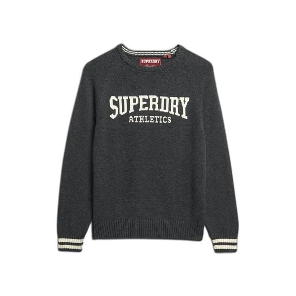 Sweter damski Superdry Slouchy Intarsia. Szare swetry Superdry, xl, z aplikacjami, z dzianiny, eleganckie, bez ramiączek. Za 411.00 zł.