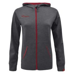 Bluza z kapturem OSHA damska ciemnoszaro-różowa. Czerwone bluzy LEGEA, bez wzorów, z bawełny, sportowe, bez ramiączek, z kapturem. W wyprzedaży za 104.00 zł.