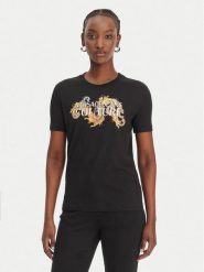 Versace Jeans Couture T-Shirt 80HAHE02 CJ00E Czarny Regular Fit. Czarne t-shirty Versace Jeans Couture, s, bez wzorów, z bawełny, bez kołnierzyka, bez ramiączek. Za 659.99 zł.