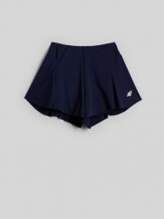 4F Spodenki tenisowe szybkoschnące damskie - granatowa XL. Niebieskie szorty sportowe 4f, bez wzorów, z podwyższonym stanem, na fitness i siłownię. Za 129.99 zł.